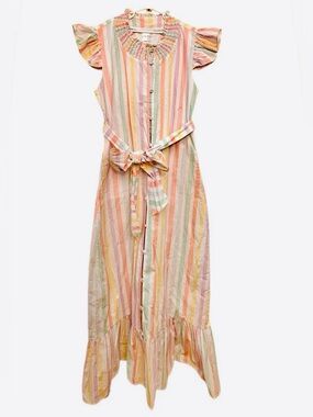 EUC sun House Children’s mommy Pastel stripe Maxi smocking detail LG